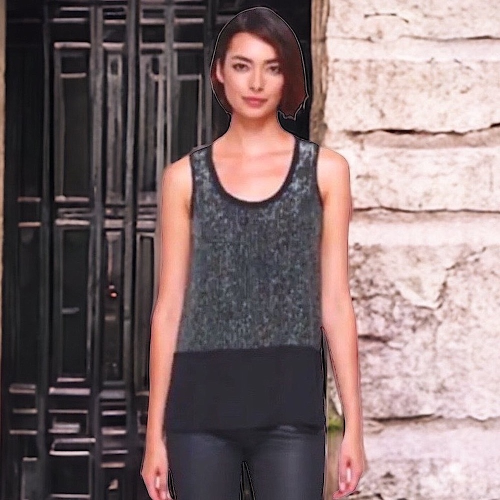 $298 Eileen Fisher Rivulet Sequin Top Petite Small P6 P8 Silk Crepe de Chine NWT